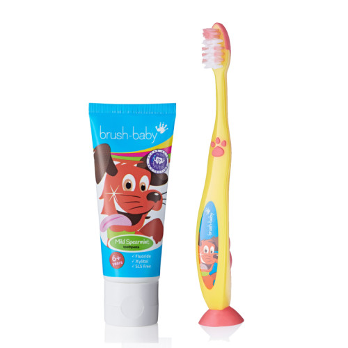 Brush-Baby | Brushbaby Children's Mild Spearmint Toothpaste with Xylitol (6 years+) + FlossBrush 6+ years